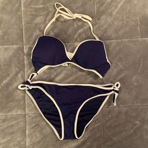 Navy Bikini Set with White Trim